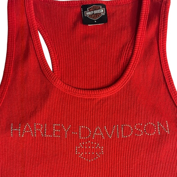 🔥🔥🔥Harley Davidson Motor Company Red Ribbed Razor Back Shirt - Picture 4 of 6